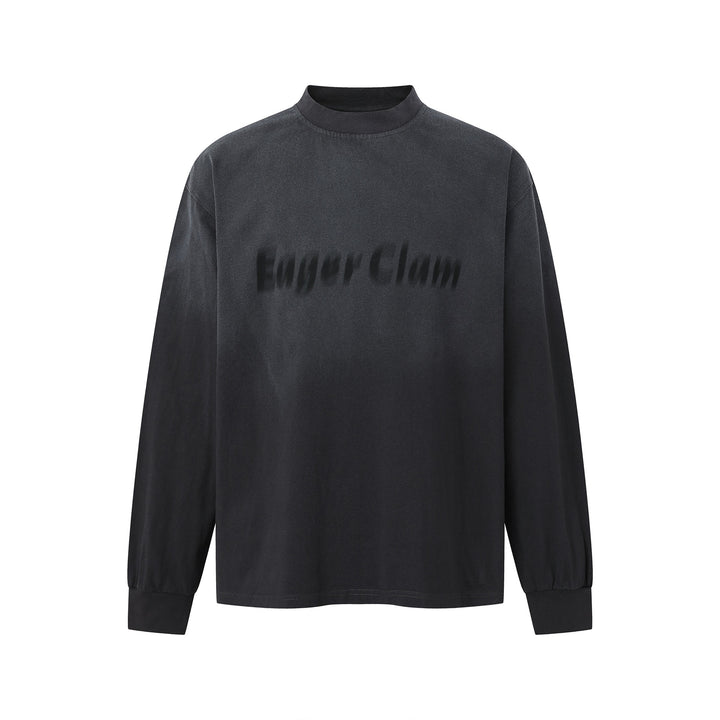 Unisex Oversize-Sweatshirt mit Troyerkragen und verschwommenem Logo-Print Drune