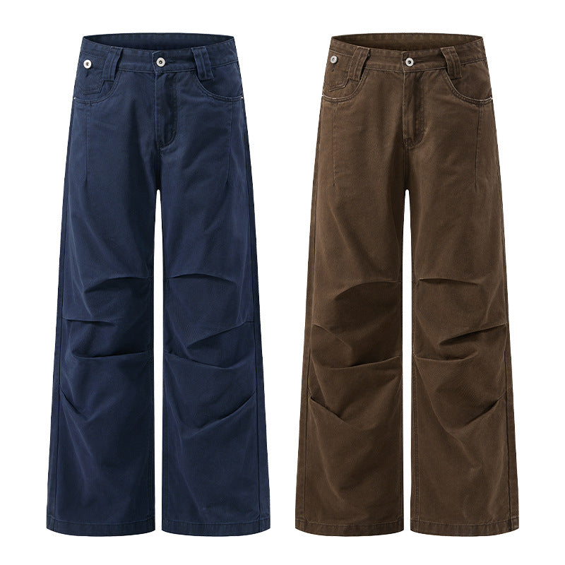 Damen Extraweite Palazzohose aus Baumwoll-Twill mit markanten Knieabnähern Drune