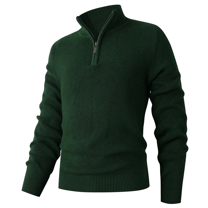 Herren Feinstrick‑Halbzip‑Pullover mit geripptem Mockneck und schlanker Passform Drune