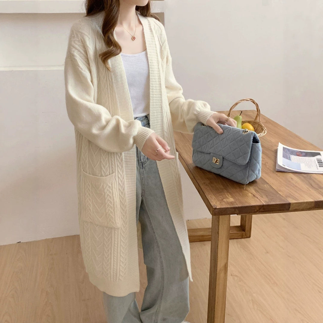 Damen Strickmantel mit Zopfmuster Drune