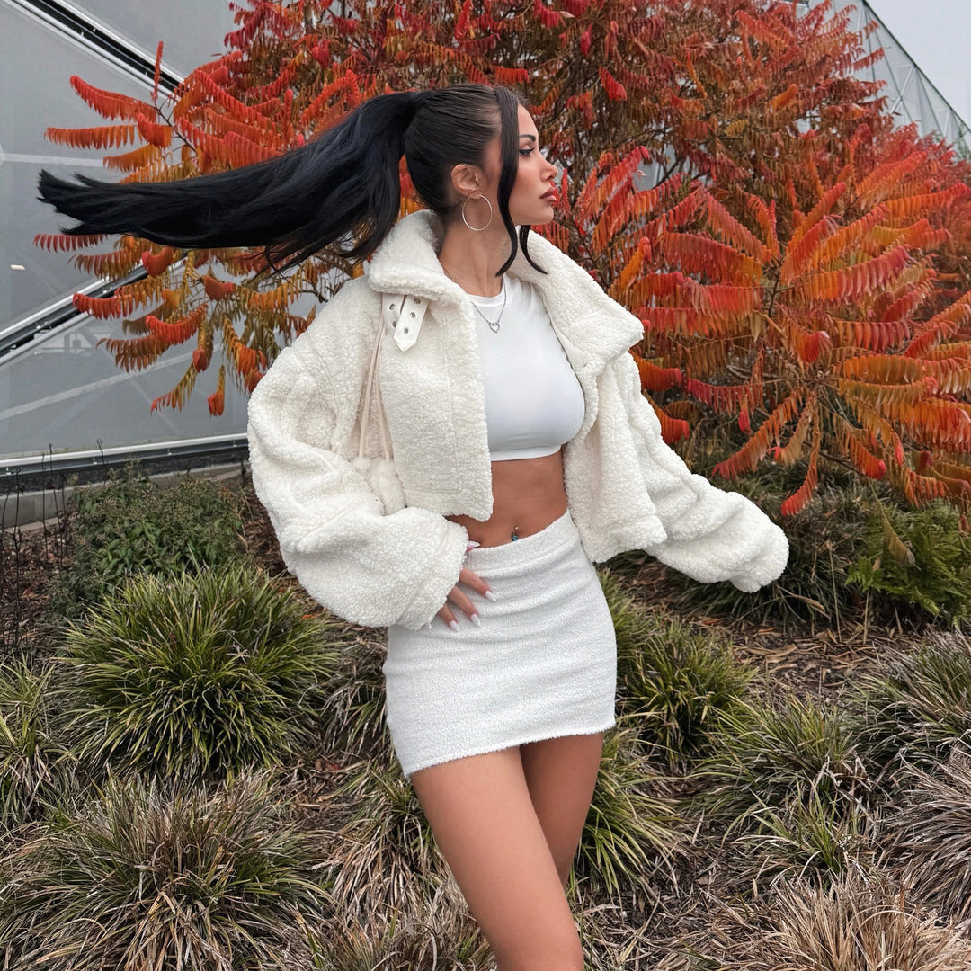 Damen Gemütliche Teddy-Fleecejacke mit kurzer Passform Drune