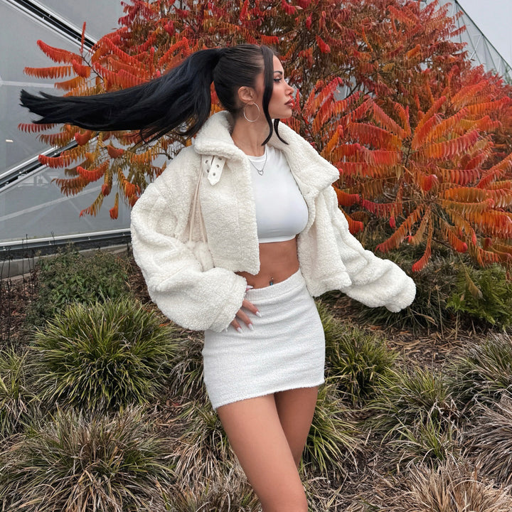 Damen Gemütliche Teddy-Fleecejacke mit kurzer Passform Drune