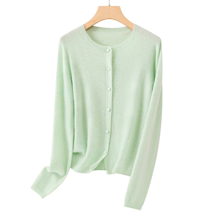 Damen Feiner Rundhals-Cardigan aus softem Feinstrick mit durchgehender Knopfleiste Drune