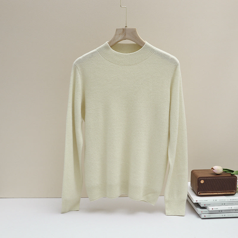 Damen Feiner Longsleeve-Rundhalspullover mit verstärktem Rippenkragen & schmeichelnder Hüftlänge Drune