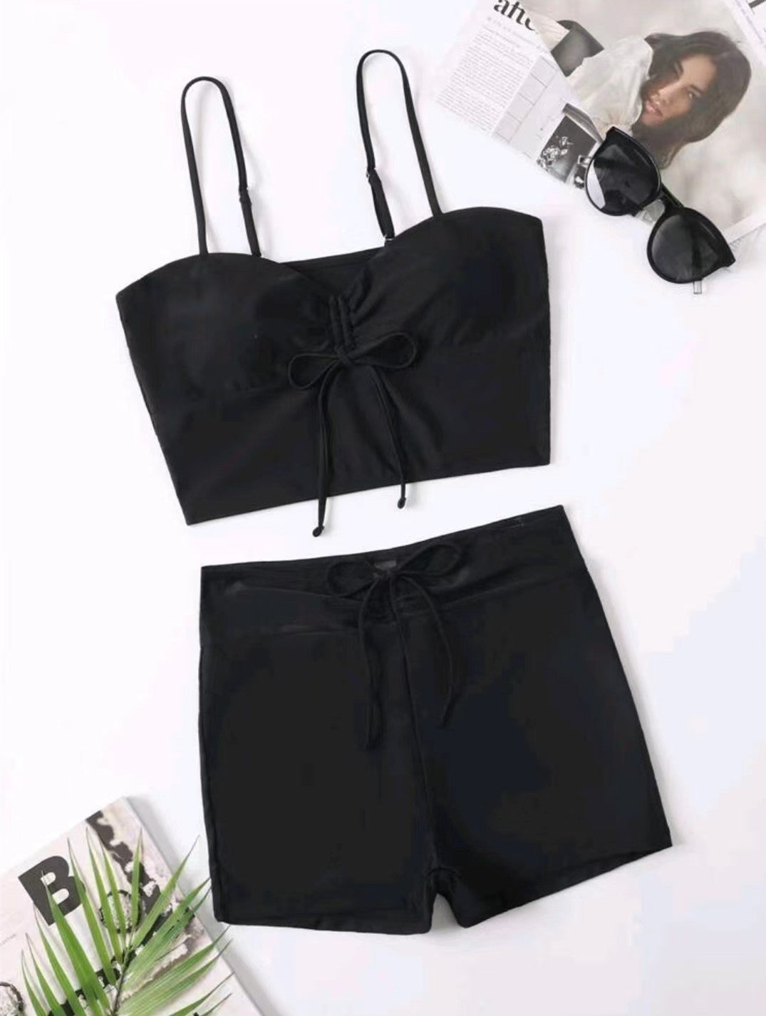 Damen Sportliches Bikini-Set mit Crop-Top und Shorts Drune