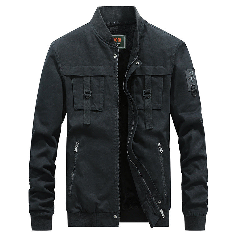 Herren Utility-Fieldjacke mit Stehkragen, D-Ring-Details und Reißverschlusstaschen Drune