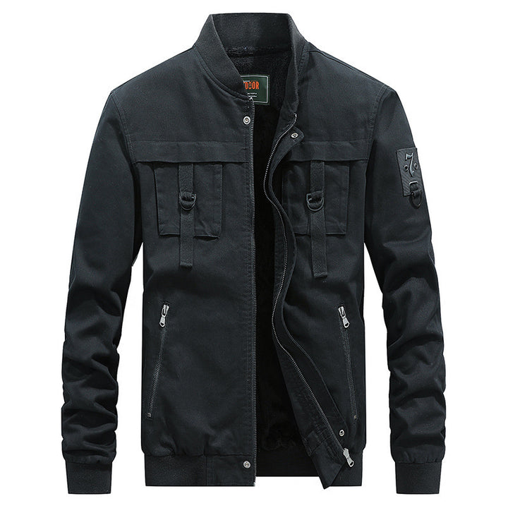 Herren Utility-Fieldjacke mit Stehkragen, D-Ring-Details und Reißverschlusstaschen Drune