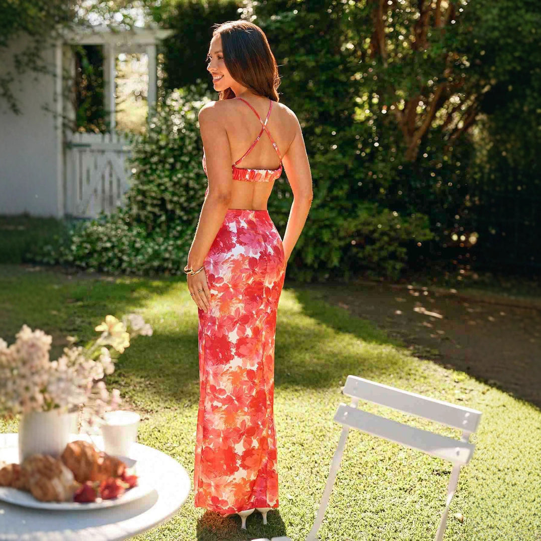 Damen Maxikleid mit Cut-Out und floralem Design Drune
