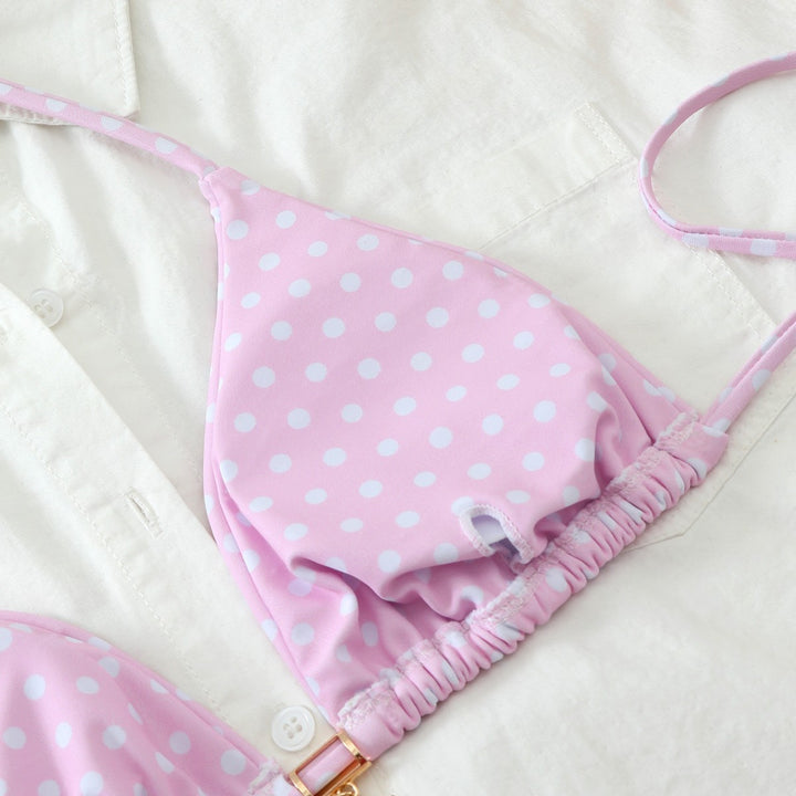 Damen Bunt gepunkteter Triangel-Bikini Drune