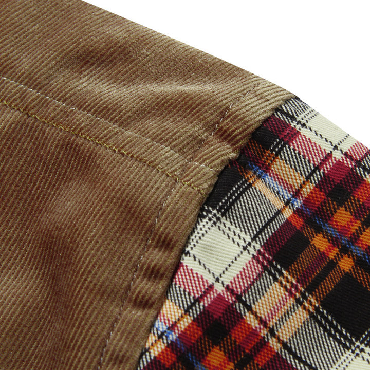 Herren Kariertes Flanellhemd mit Teddyfutter und Cord-Schulterbesatz Drune