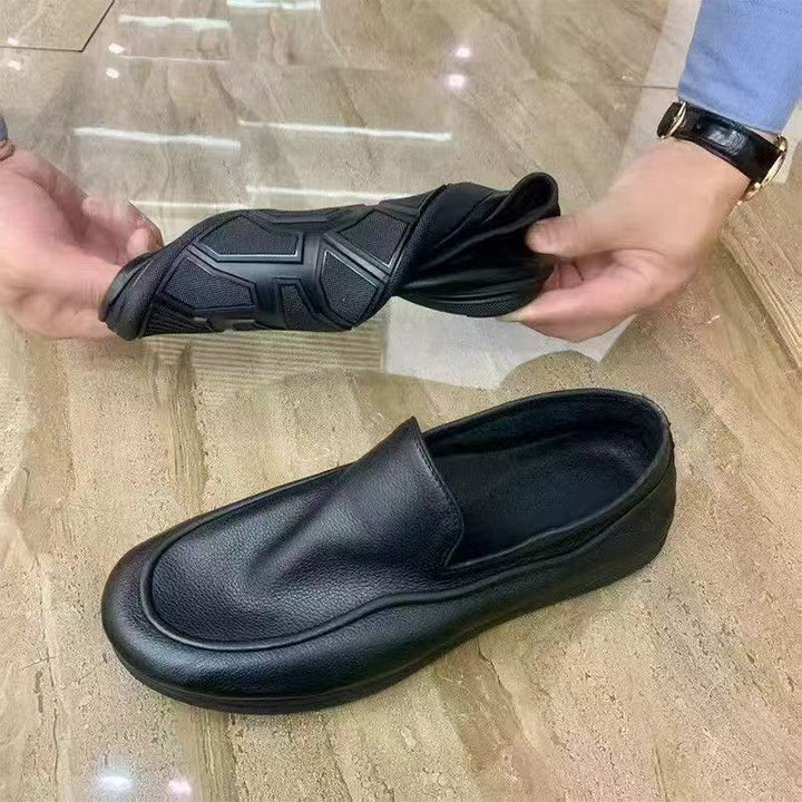 Damen Eleganter Leder-Slip-On-Loafer mit gepolstertem Fußbett und dezenter Plateausohle Drune