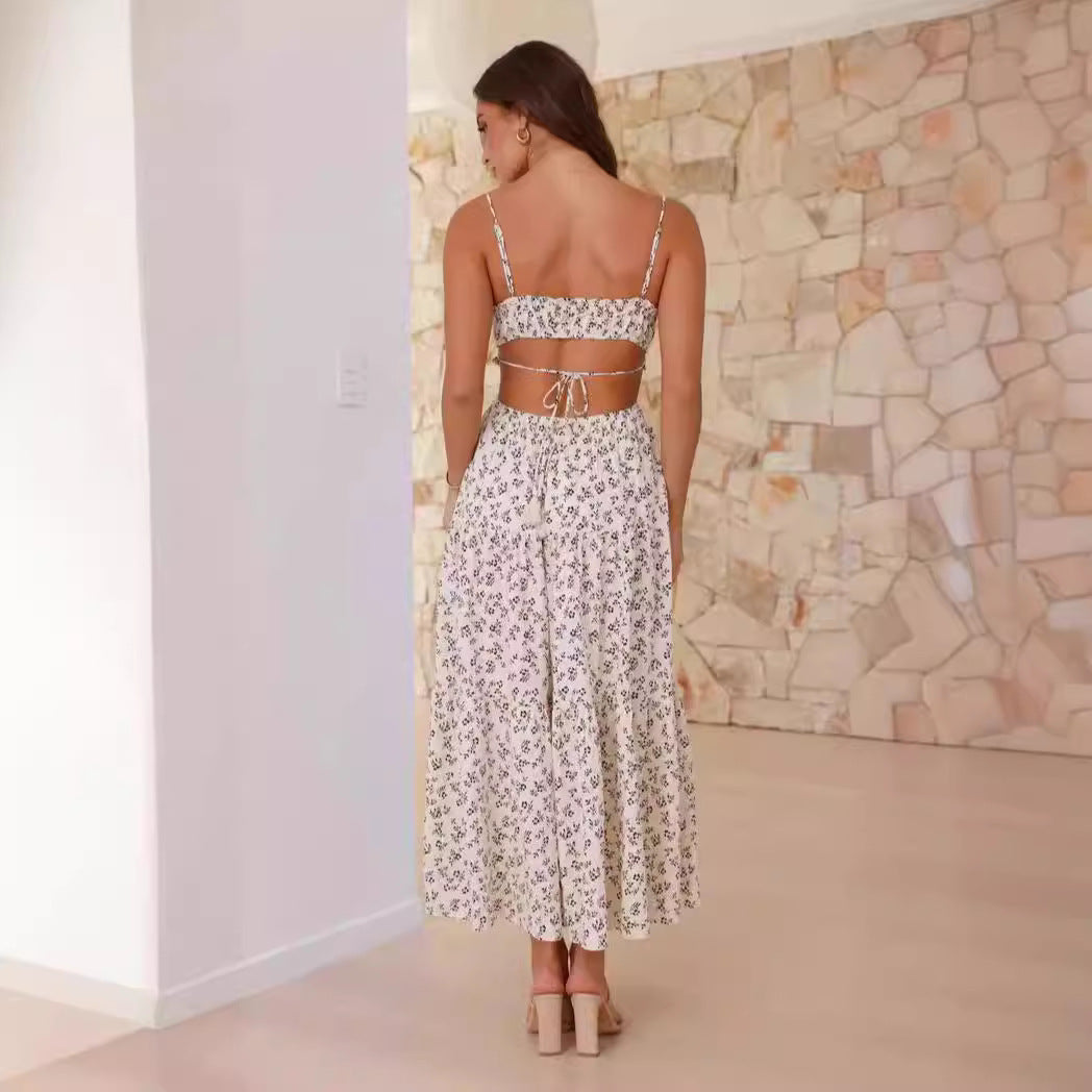 Damen Maxi-Hängemattenkleid mit Raffung und Spitzenakzenten Drune