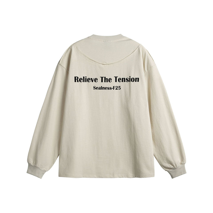 Unisex Oversize-Longsleeve mit dropped shoulder, gerippten Bündchen und minimalistischer Bruststickerei Drune