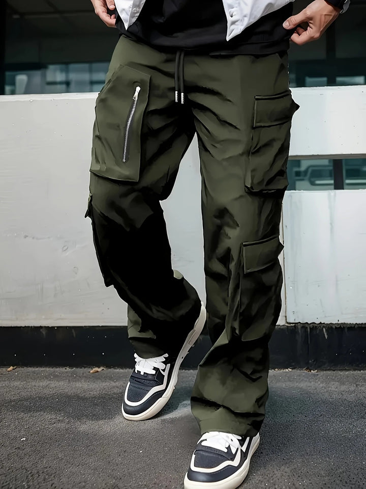 Herren Utility-Cargohose mit Reißverschlusstasche, Tunnelzugbund & Mehrfachtaschen Drune