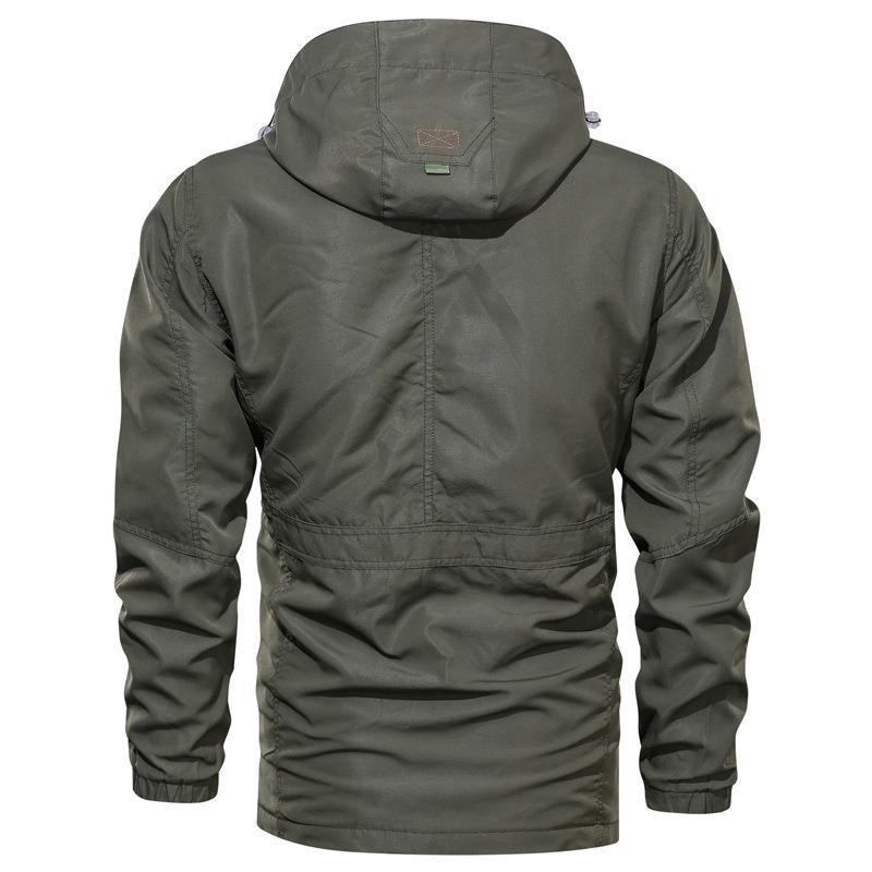 Herren Multifunktionaler Canvas-Fieldparka mit Kordelzug, Utility-Taschen und Kapuze Drune