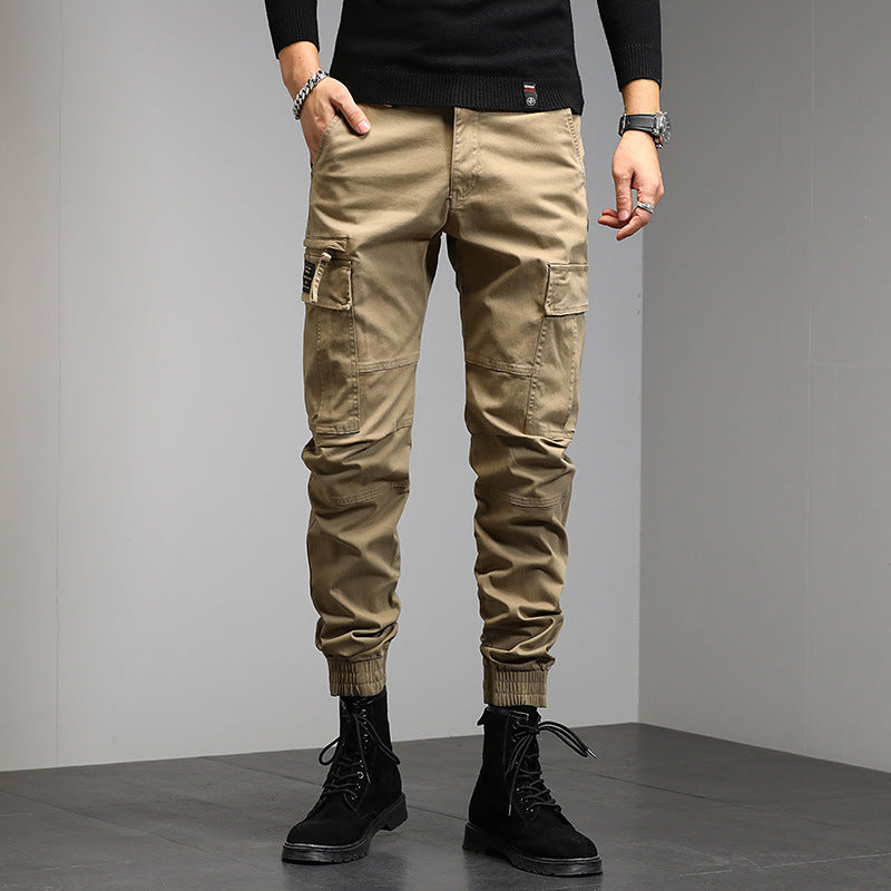 Herren Cargo-Joggerhose mit Knieabnähern elastischem Bund und Mehrfachtaschen Drune