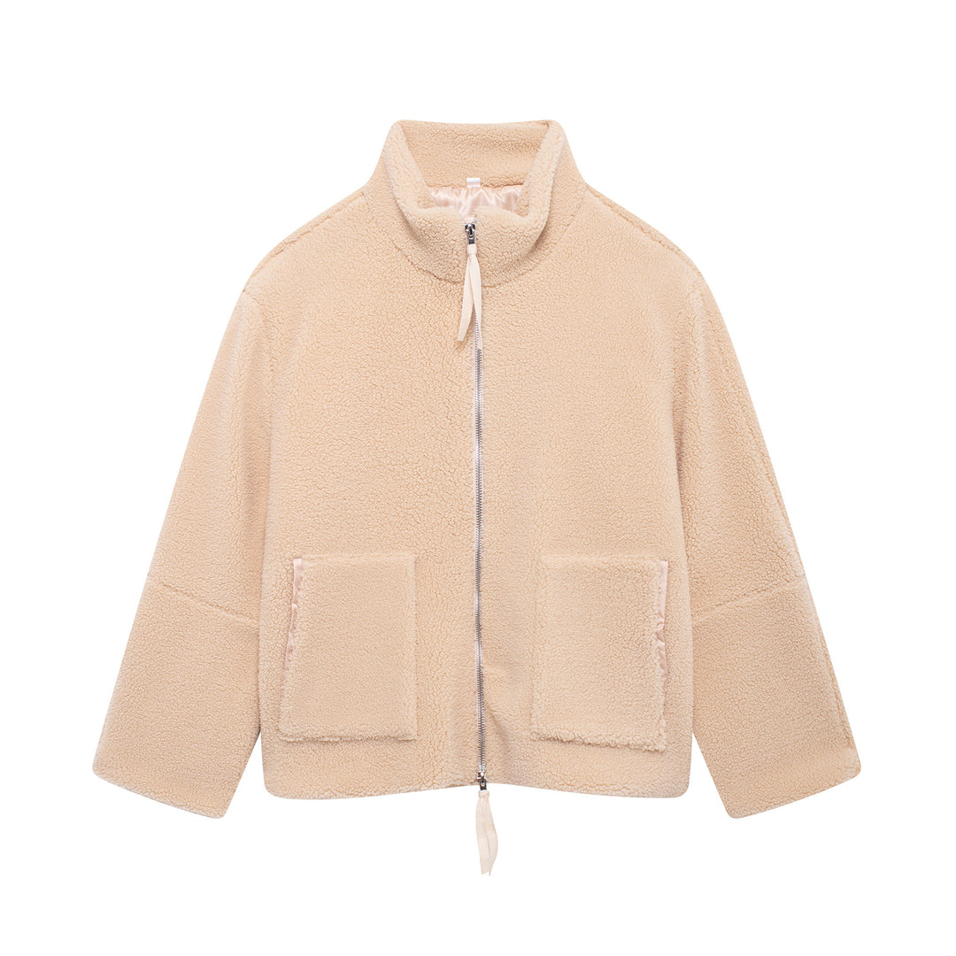 Damen Kuschelige Fleecejacke mit hohe Kragen und praktischen Taschen Drune