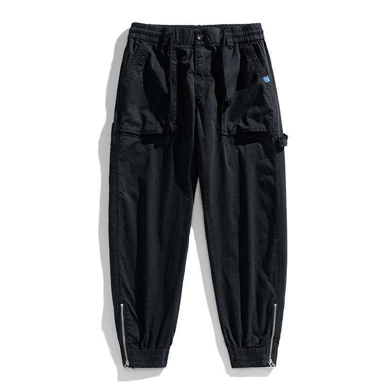 Herren Workwear-Cargohose im Tech-Joggerstil mit aufgesetzten Fronttaschen, Hammer-Schlaufe und Knöchel-Reißverschlüssen Drune