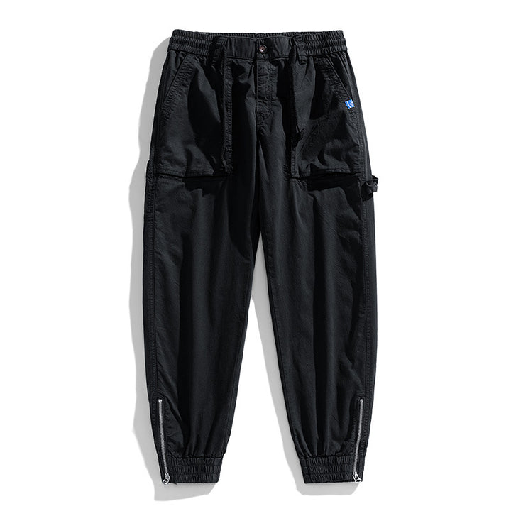 Herren Workwear-Cargohose im Tech-Joggerstil mit aufgesetzten Fronttaschen, Hammer-Schlaufe und Knöchel-Reißverschlüssen Drune