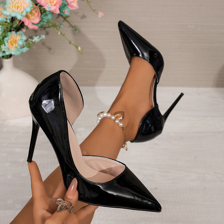 Damen Spitz zulaufende D'Orsay Lack-Pumps mit schlankem Stiletto-Absatz Drune