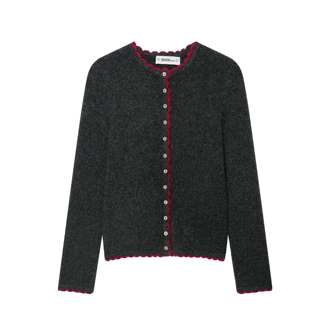 Damen Feinstrick-Cardigan mit Muschelkante und Perlmuttknöpfen Drune