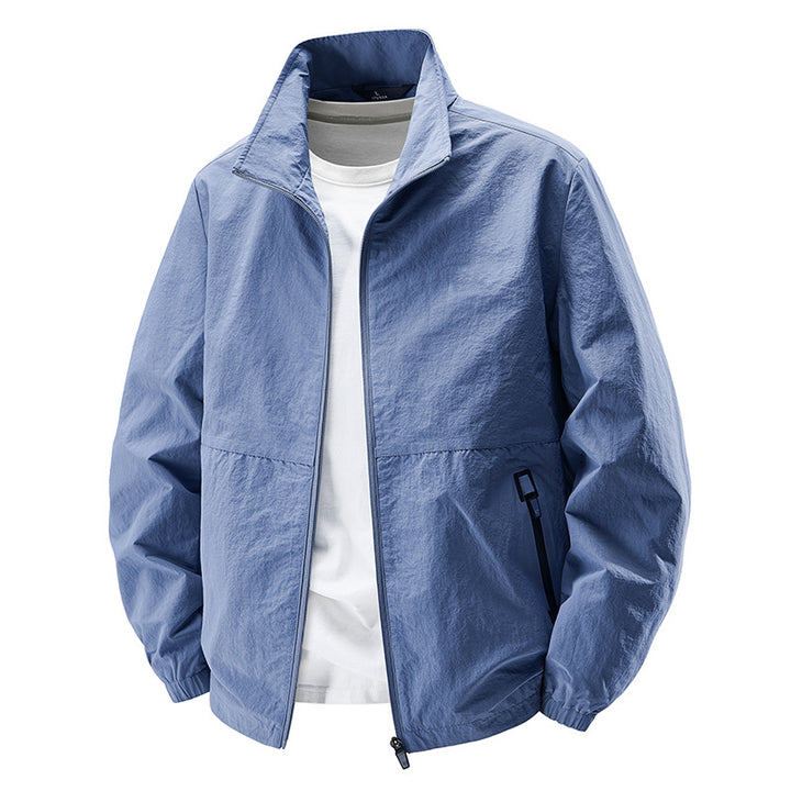 Herren Leichte Wind- und wasserabweisende Freizeitjacke mit Stehkragen und Reißverschlusstaschen Drune