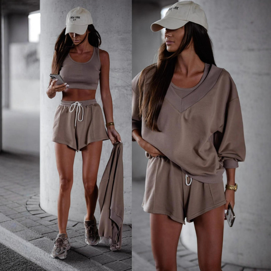 Damen Sportliches Kurzarm-Set Drune