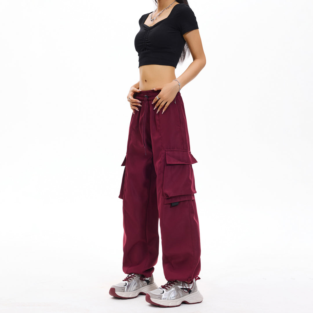 Herren weite Utility‑Cargohose im Baggy‑Cut mit Tunnelzugbund, großen Klappentaschen und verstellbarem Beinabschluss Drune