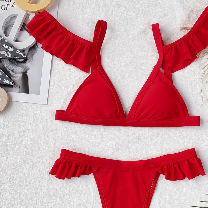 Damen sexy Bikini mit verspielten Rüschen Drune