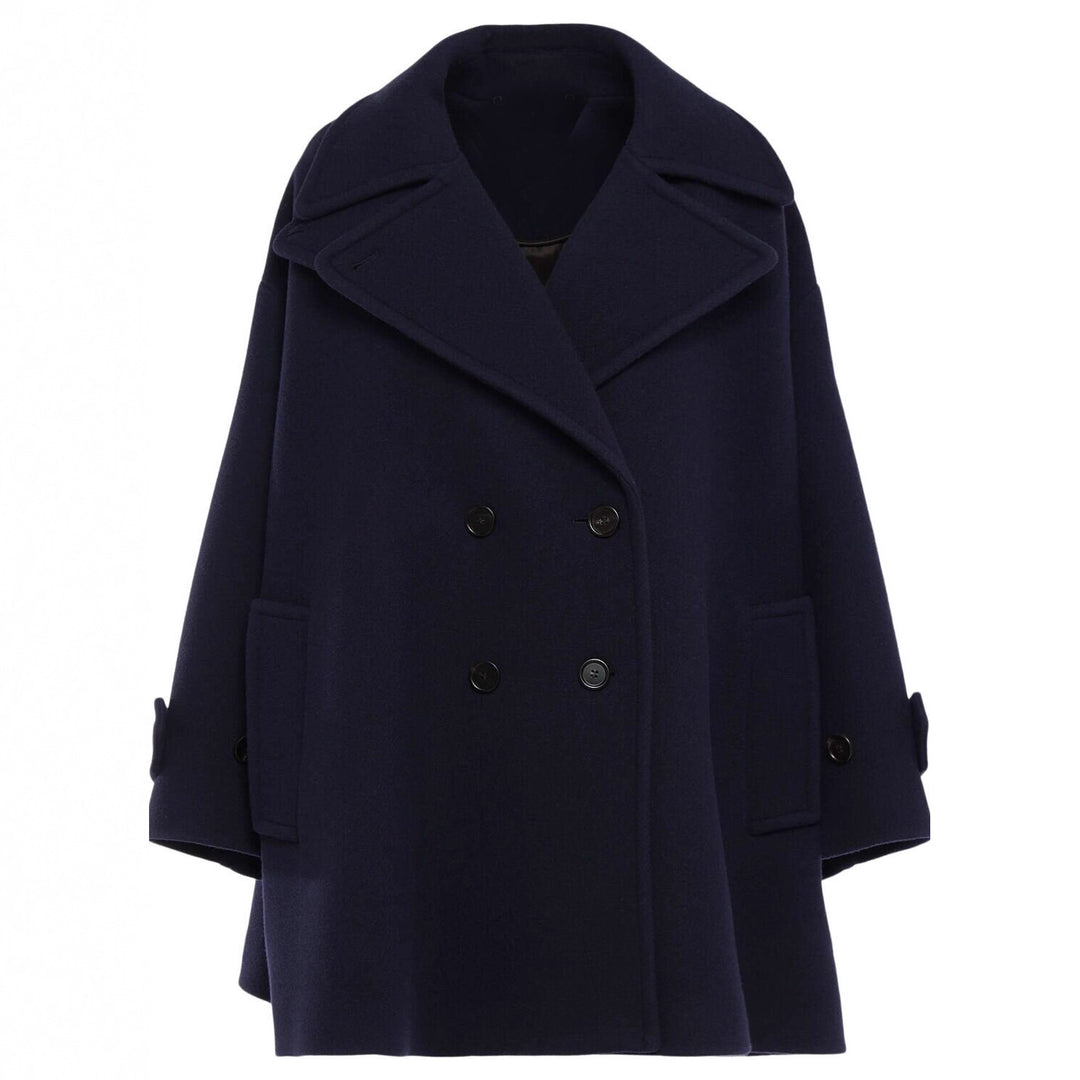 Damen Oversize-Cape-Mantel mit Doppelreiher und weitem Revers Drune