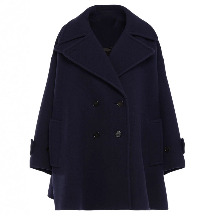 Damen Oversize-Cape-Mantel mit Doppelreiher und weitem Revers Drune