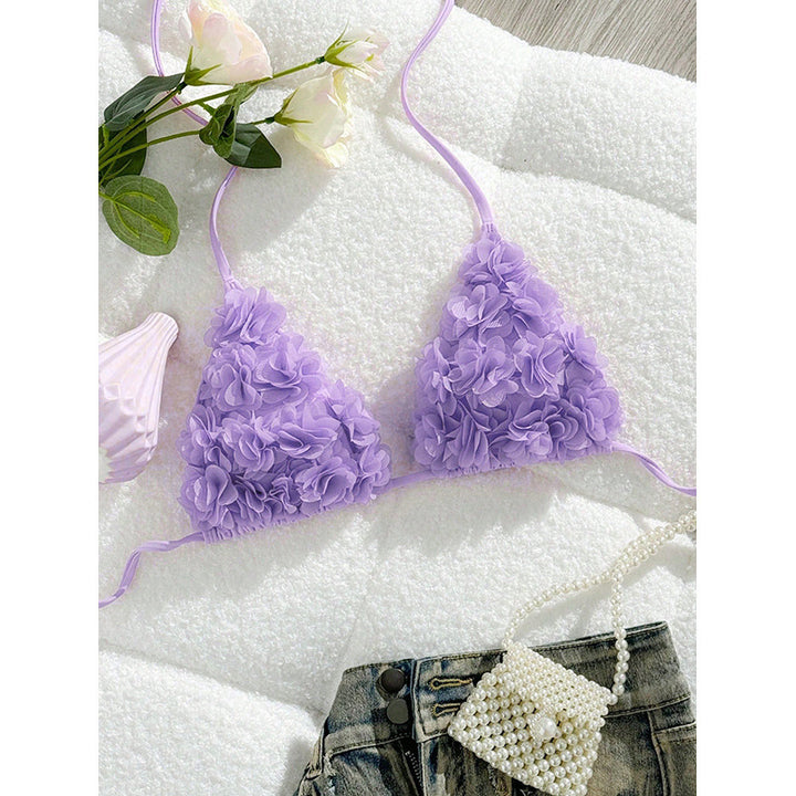 Damen Bikini-Oberteil mit floralen 3D-Applikationen Drune