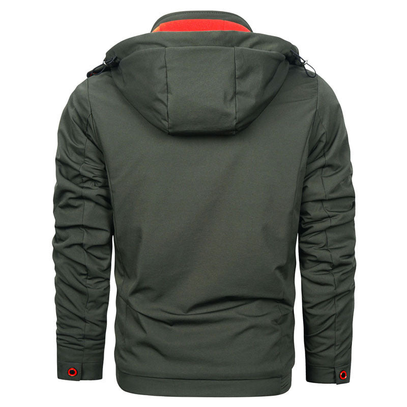 Herren Sportliche Softshell-Hoodiejacke mit wasserabweisender Membran Brusttasche und Stehkragen Drune