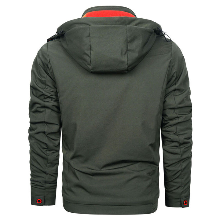 Herren Sportliche Softshell-Hoodiejacke mit wasserabweisender Membran Brusttasche und Stehkragen Drune