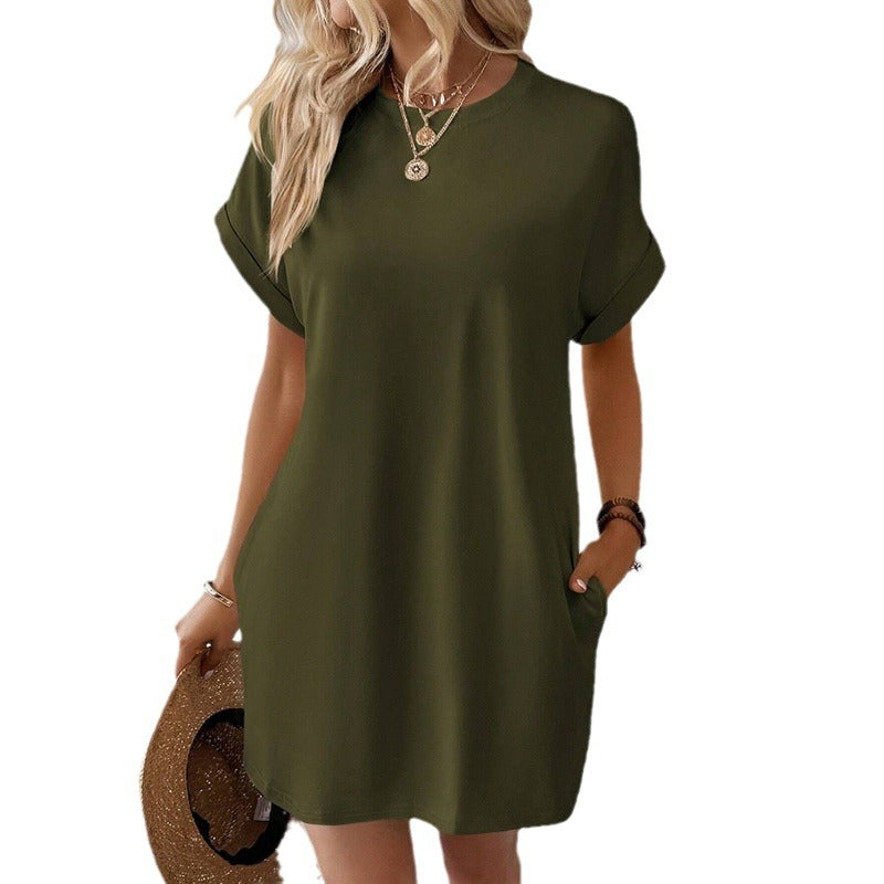 Damen Lockeres T-Shirt-Kleid mit praktischen Taschen und lässigem Design Drune