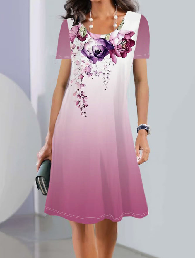 Damen Floral Bedrucktes A-Linien Kleid Drune