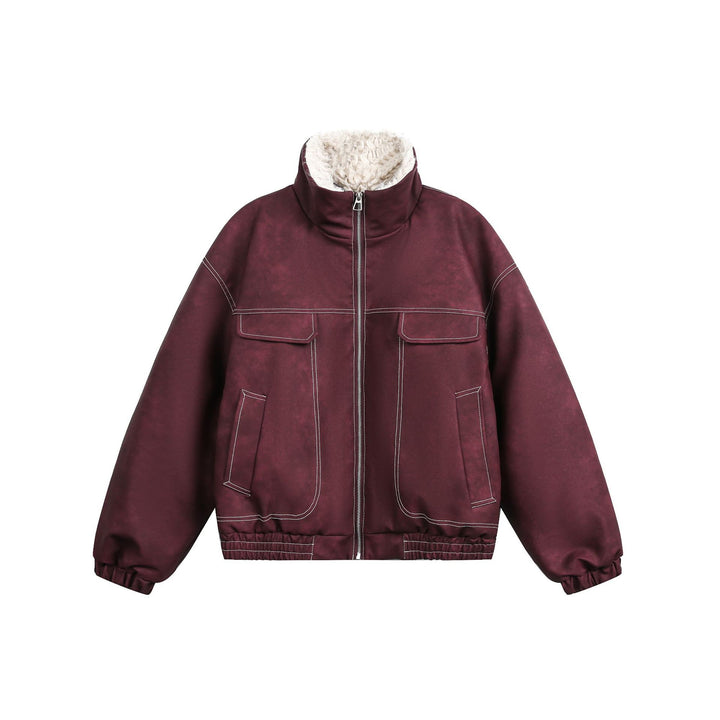 Herren Boxy Veloursleder‑Optik Blouson mit Teddyfutter und hohem Kragen Drune
