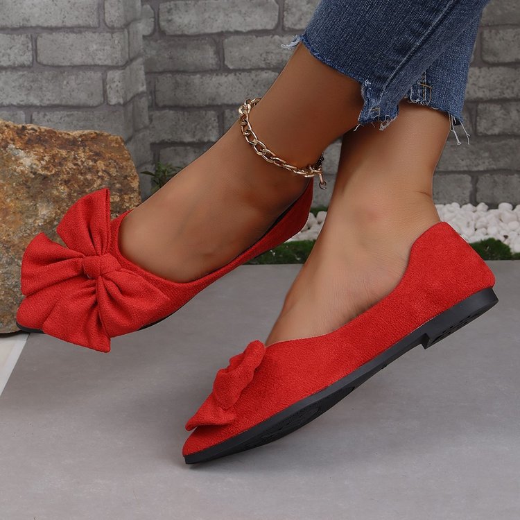 Damen nan spitze Ballerina-Slipper mit dekorativer Schleife und gepolstertem Komfortfußbett Drune