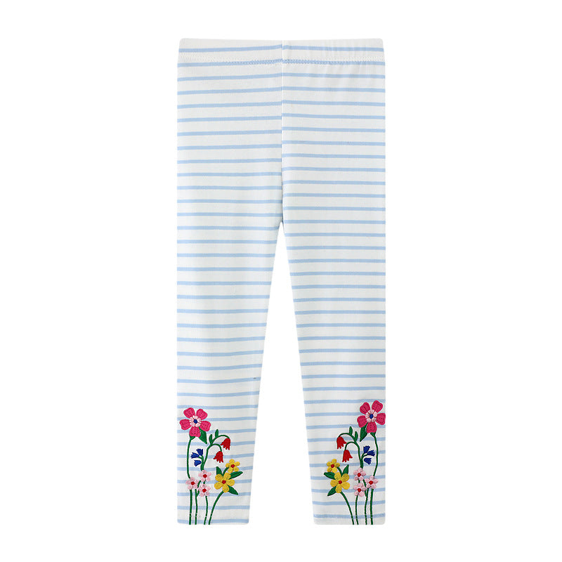 Mädchen Leggings mit buntem Blütenstickdesign Drune
