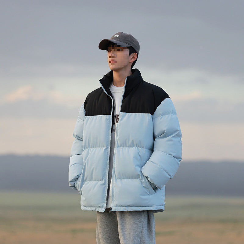 Herren Oversize-Steppjacke mit Colourblock-Schulter, hoher Stehkragen & windabweisender Wattierung Drune