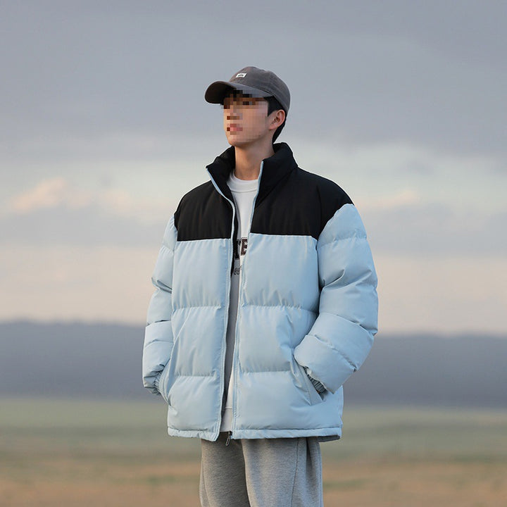 Herren Oversize-Steppjacke mit Colourblock-Schulter, hoher Stehkragen & windabweisender Wattierung Drune