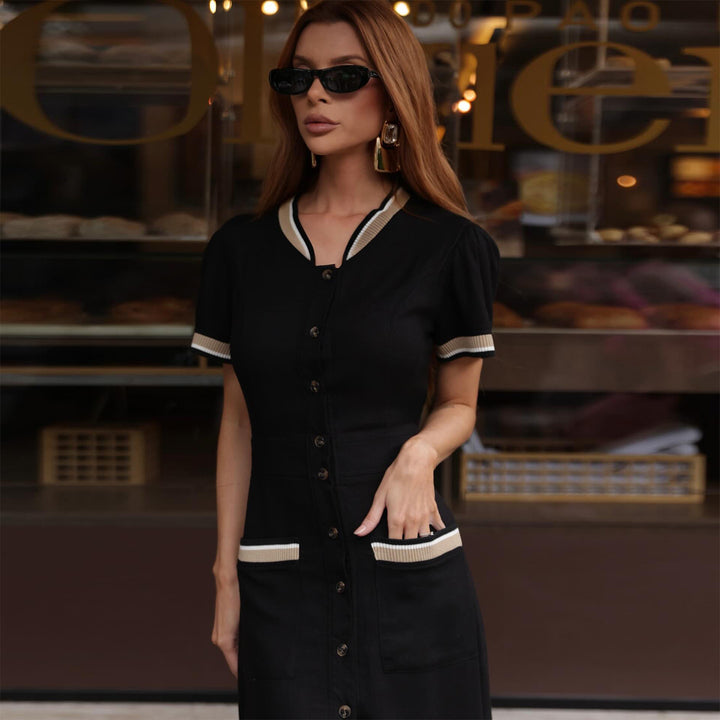 Damen Maxikleid mit eleganter Knopfleiste und seitlichem Schlitz Drune
