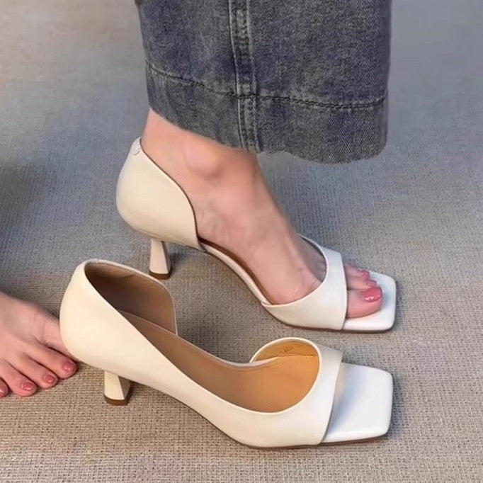 Damen Elegante Quadratische Zehen Absatzsandalen Drune