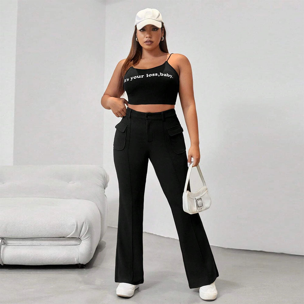 Damen Flared Hose mit praktischen Seitentaschen und elastischem Bund Drune