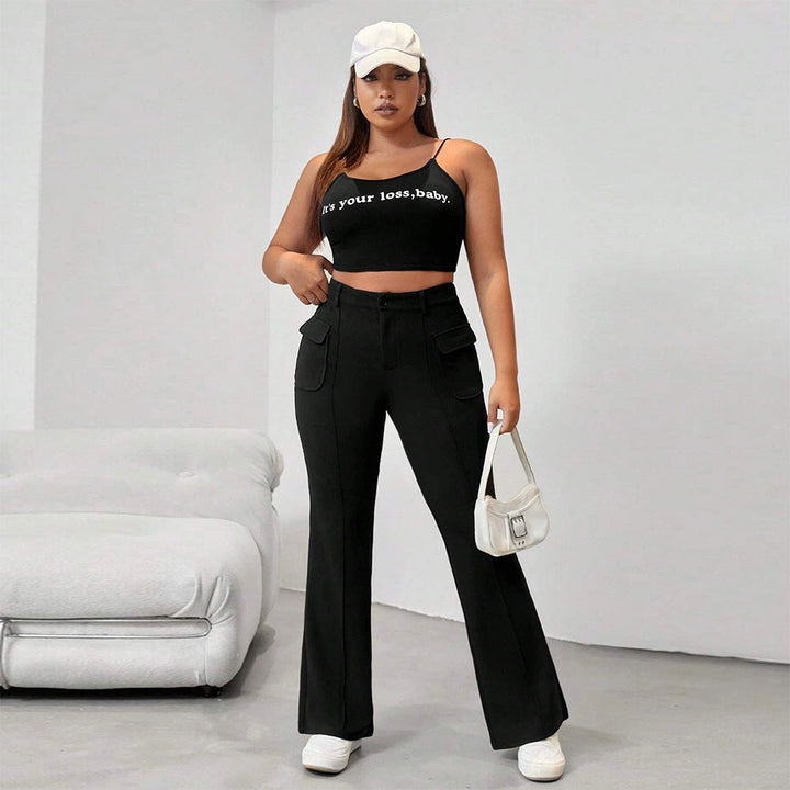 Damen Flared Hose mit praktischen Seitentaschen und elastischem Bund Drune