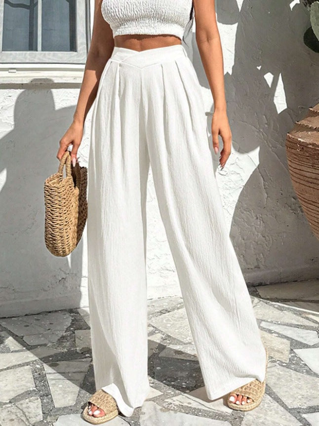 Damen weite Stoffhose mit eleganter Bundfaltenführung Drune