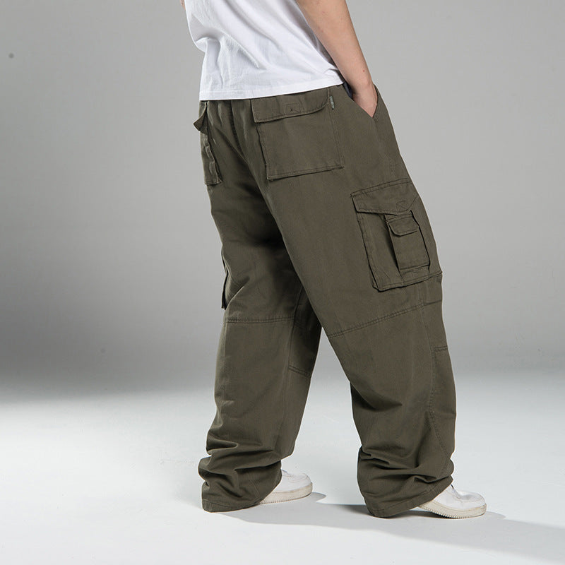 Herren Oversized Cargo-Hose mit weitem Bein, Mehrfach-Taschen und verstärkten Nähten Drune