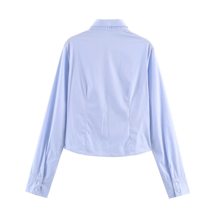 Damen Hemdbluse mit Smock‑Raffung und klassischem Kragen Drune