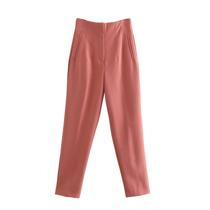 Damen Hochtaillierte tapered Anzughose mit Bügelfalte und Paspeltaschen Drune
