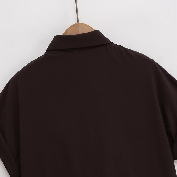 Damen Kurzarmbluse mit Knotendetail und elegantem Schnitt Drune